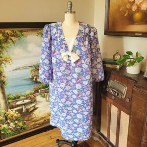 Vtg 80's floral mu mu dress bow size 16 w
